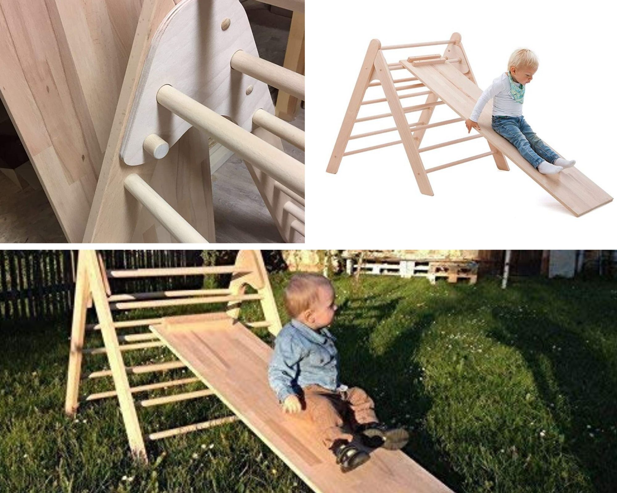 Dreieck Klapp-Kletterdreieck Holz Montessori Pickle Schreibtafel Garten für Kind 